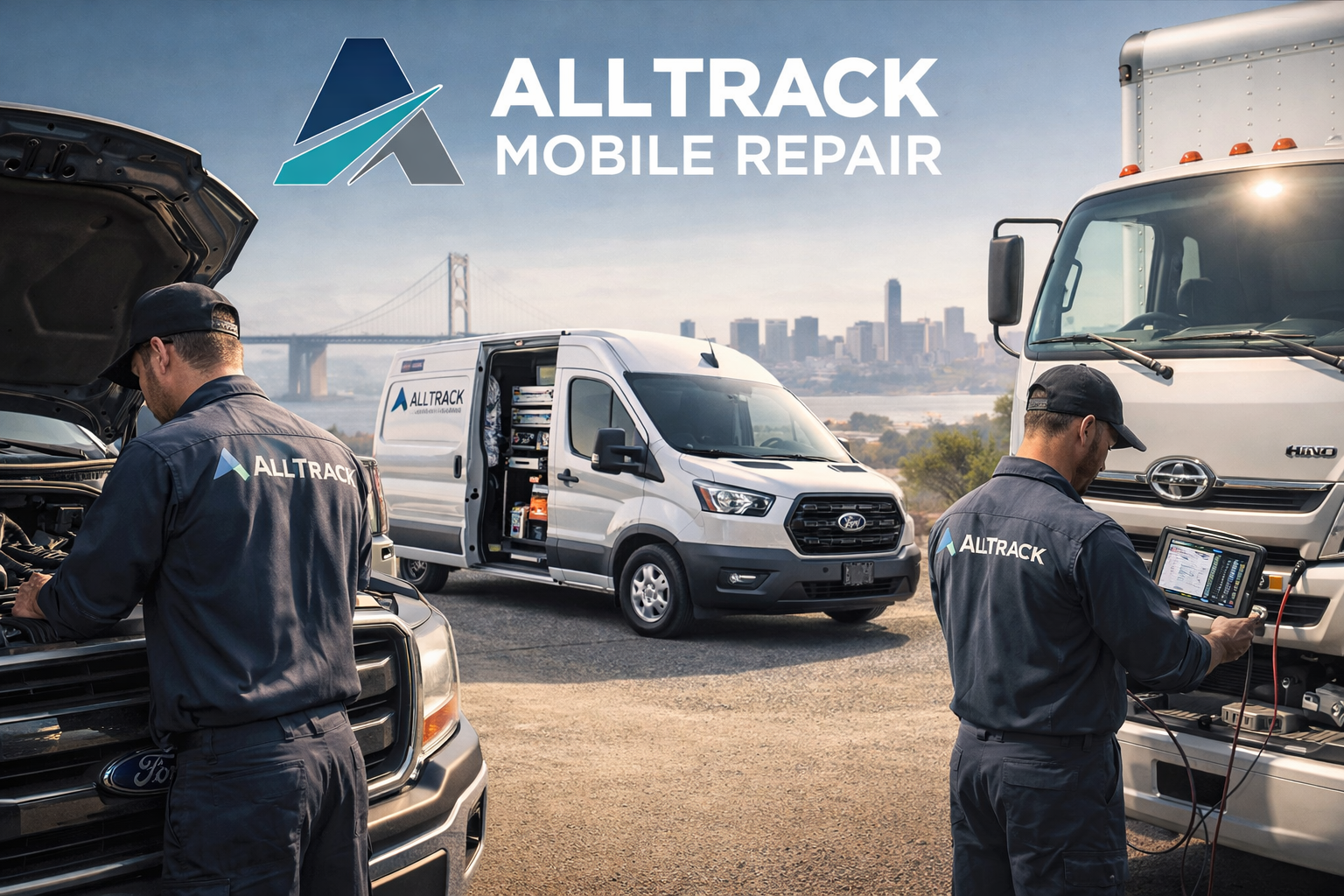Mobile mechanic working on a vehicle in the Bay Area